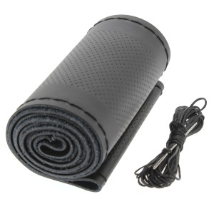 COUVRE VOLANT NOIR CUIR A LACET NOIR 37-39 CM