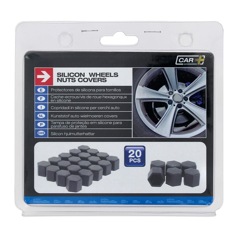 PROTECTION SILICONE ECROUS DE ROUE NOIR 19MM - 20PCS