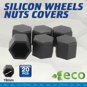 PROTECTION SILICONE ECROUS DE ROUE NOIR 19MM - 20PCS