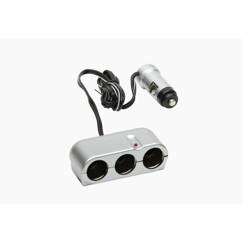 MULTIPRISE 3 SORTIES  ARGENT SUR ALLUME-CIGARE 12V - FDS