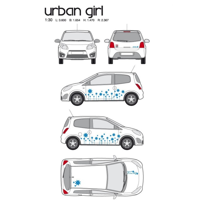 CAR DECO KIT URBAN GIRL-1 M BLEU