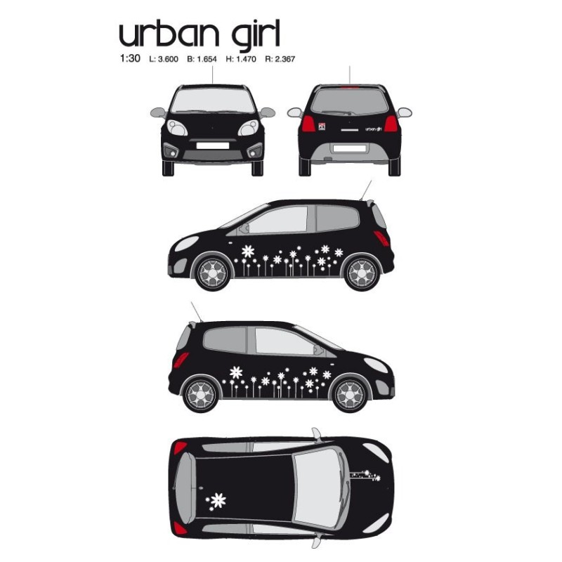CAR DECO KIT URBAN GIRL-1 M BLANC