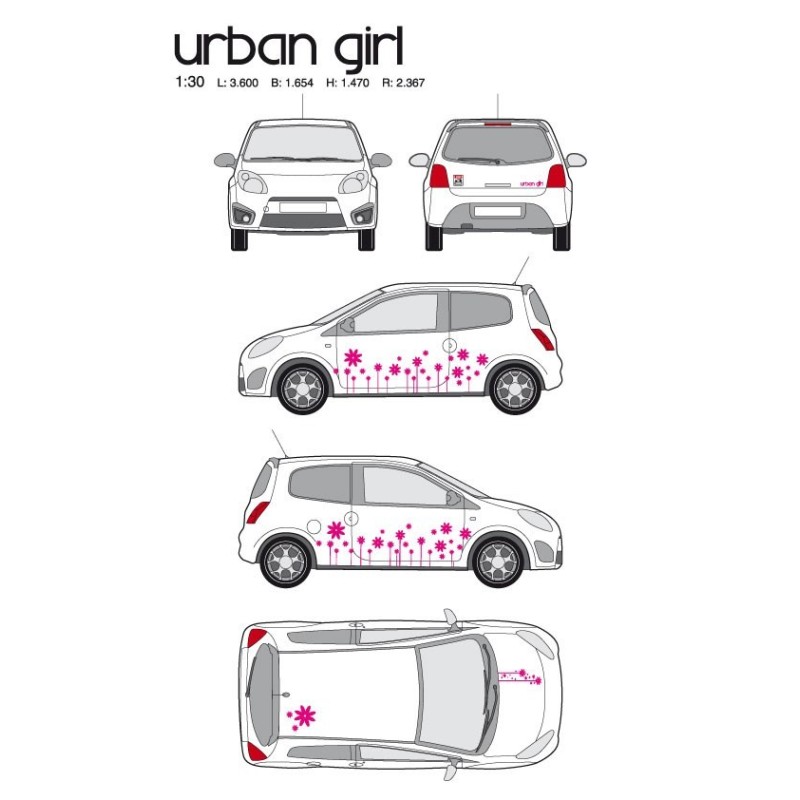CAR DECO KIT URBAN GIRL-1 M ROSE