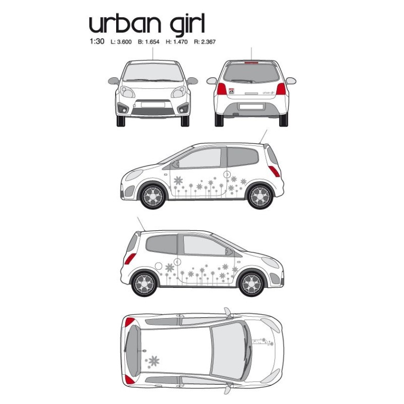 CAR DECO KIT URBAN GIRL-1 M ARGENT