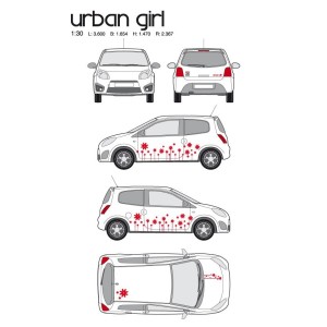CAR DECO KIT URBAN GIRL-1 M ROUGE
