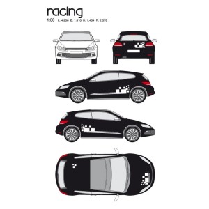 CAR DECO KIT RACING 1 M BLANC