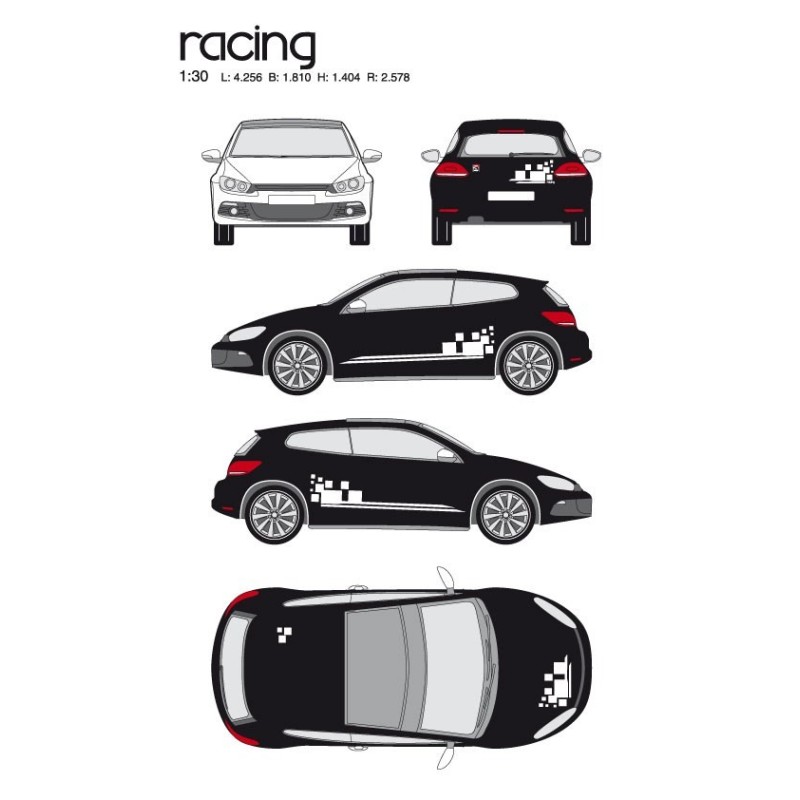 CAR DECO KIT RACING 1 M BLANC