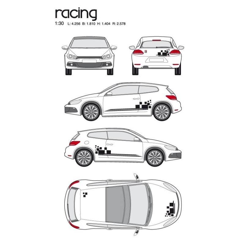 CAR DECO KIT RACING 1 M NOIR