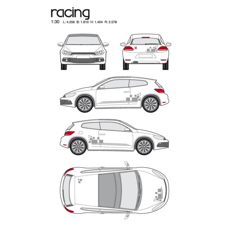 CAR DECO KIT RACING 1 M ARGENT