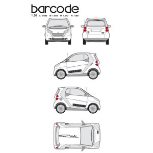CAR DECO KIT BAR CODE TAILLE M NOIR-FDS