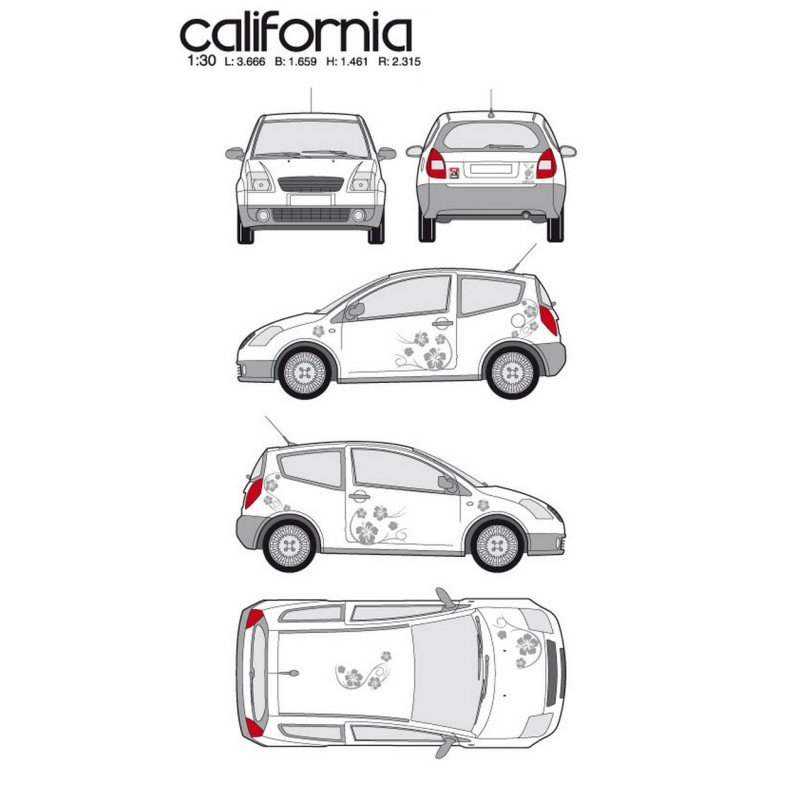 CAR DECO KIT CALIFORNIA TAILLE M ARGENT