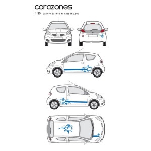 CAR DECO KIT CORAZONES TAILLE M BLEU