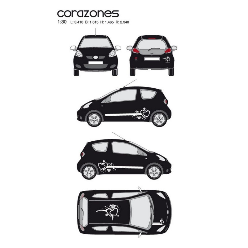 CAR DECO KIT CORAZONES TAILLE M BLANC