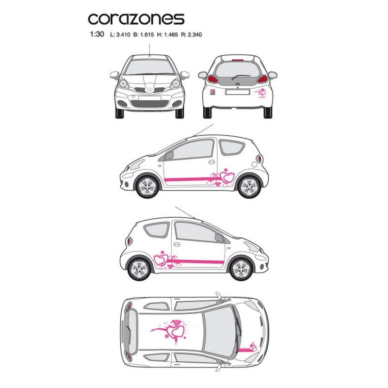 CAR DECO KIT CORAZONES TAILLE M ROSE