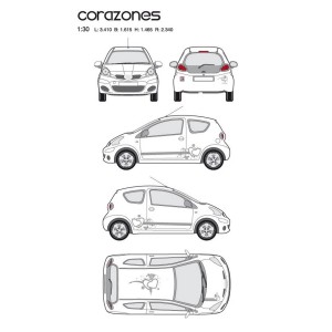 CAR DECO KIT CORAZONES TAILLE S ARGENT