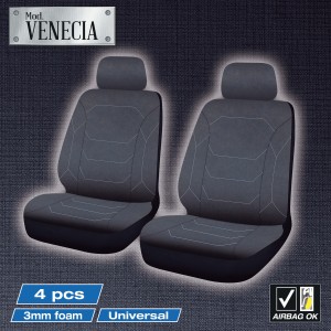 HOUSSES DE SIEGE AVANT VENISE 4PCS NOIR SURPIQURES GRISES