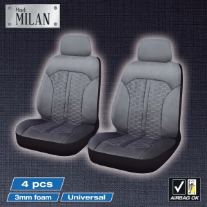 HOUSSES DE SIEGE AVANT MILAN 4PCS NOIR SURPIQURE GRISES