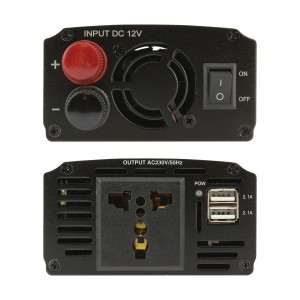 CONVERTISSEUR 12V/230V 600W+USB 2.1A*2+PINCES CROCODILES