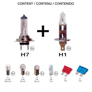 COFFRET AMPOULES HOMOLOGES 12V KOMBI H1+H7