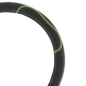 COUVRE VOLANT NOIR SURPIQURE VERTE 37-39CM