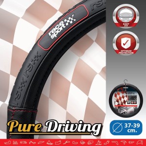 COUVRE VOLANT NOIR SURPIQURE ROUGE GRIP RACE SPORT