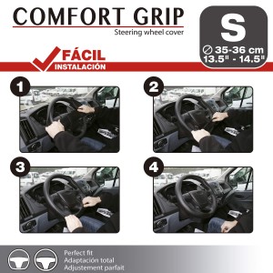 COUVRE-VOLANT COMFORT GRIP NOIR T.S. 35-36CM