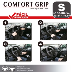 COUVRE-VOLANT COMFORT GRIP NOIR MICRO-PERFORE SURP.NOIRE S 35-37