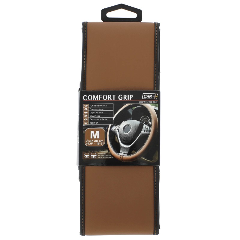 COUVRE-VOLANT COMFORT GRIP MARRON M 37-38CM