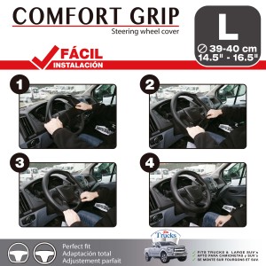 COUVRE-VOLANT COMFORT GRIP NOIR L 39-40CM