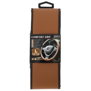 COUVRE-VOLANT COMFORT GRIP MARRON/NOIR L 39-40CM