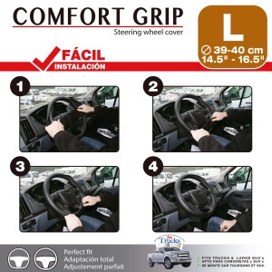 COUVRE-VOLANT COMFORT GRIP MARRON/NOIR L 39-40CM