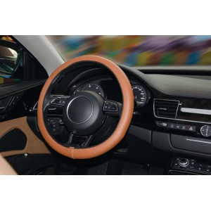 COUVRE-VOLANT COMFORT GRIP MARRON/NOIR L 39-40CM
