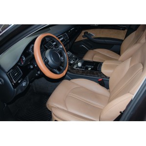 COUVRE-VOLANT COMFORT GRIP MARRON/NOIR L 39-40CM