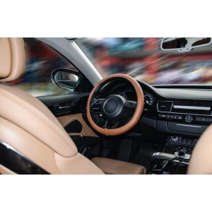 COUVRE-VOLANT COMFORT GRIP MARRON/NOIR L 39-40CM
