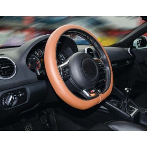 COUVRE-VOLANT COMFORT GRIP MARRON/NOIR L 39-40CM