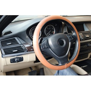 COUVRE-VOLANT COMFORT GRIP MARRON/NOIR L 39-40CM