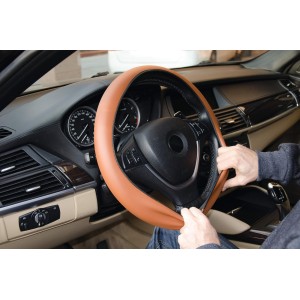 COUVRE-VOLANT COMFORT GRIP MARRON/NOIR L 39-40CM