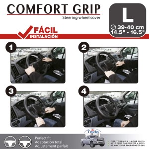 COUVRE-VOLANT COMFORT GRIP MICRO-PERFORE NOIR SURP.NOIRE L 39-40CM