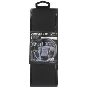 COUVRE-VOLANT COMFORTGRIP MICRO-PERFORE NOIRE SURP.BLANCHE L 39-40CM
