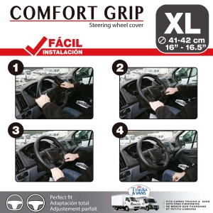 COUVRE-VOLANT COMFORT GRIP NOIR MICRO-PERFORE SURP.BLANCHE XL 41-42CM