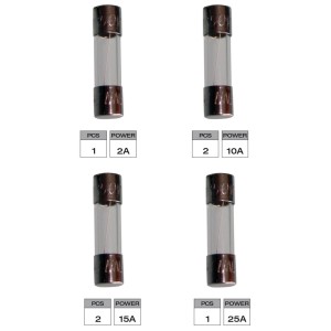 BLISTER DE 6 FUSIBLES VERRE AMPERAGE VARIABLE