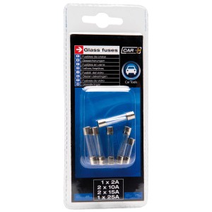 BLISTER DE 6 FUSIBLES VERRE AMPERAGE VARIABLE