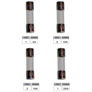 BLISTER DE 6 FUSIBLES VERRE AMPERAGE VARIABLE