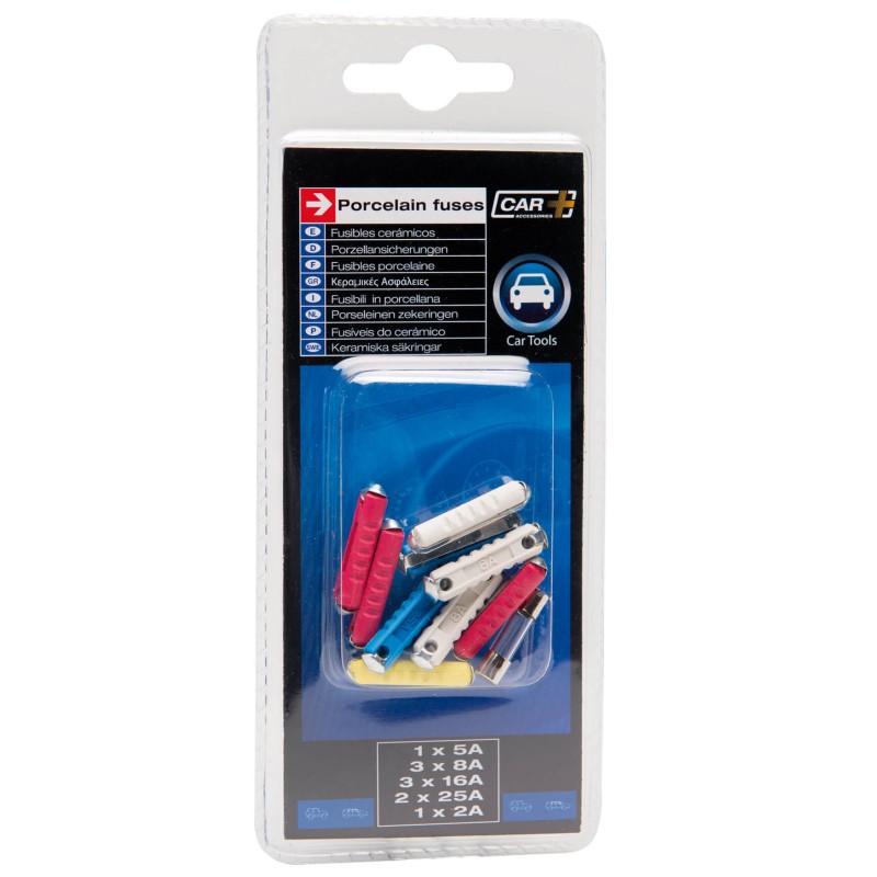 BLISTER DE 10 FUSIBLES CERAMIQUE AMPERAGE VARIABLE