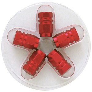 BOUCHONS DE VALVE HEXAGONAUX ROUGES 5PCES