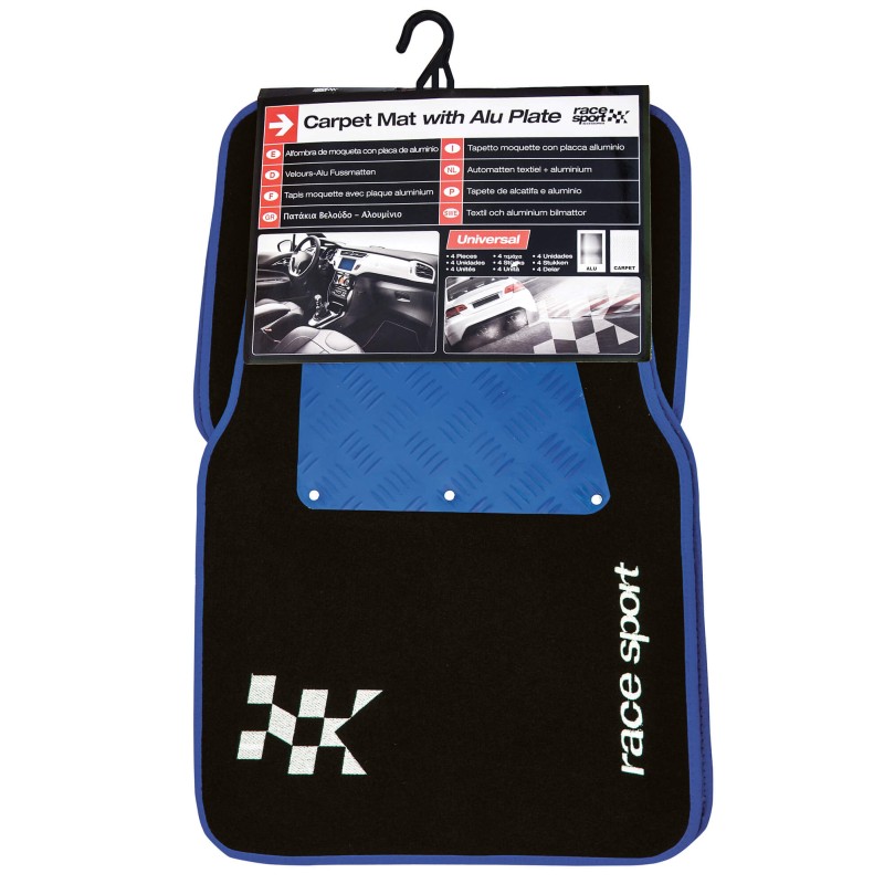 TAPIS DE SOL MOQUETTE + ALUCOMPETITION 4PCES BLEU