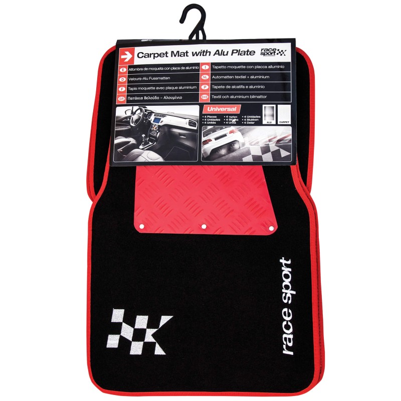TAPIS DE SOL MOQUETTE + ALUCOMPETITION 4PCES ROUGE