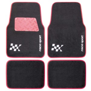 TAPIS DE SOL MOQUETTE + ALUCOMPETITION 4PCES ROUGE