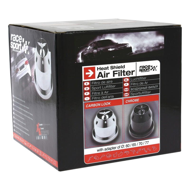 FILTRE A AIR UNIVERSEL + 4 BAGUES  CHROME LOOK