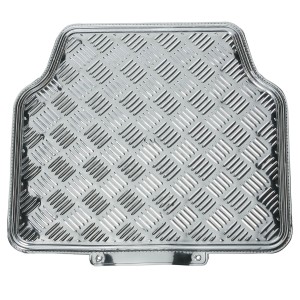 TAPIS CAOUTCHOUC LOOK ALU 4PCES CHROME